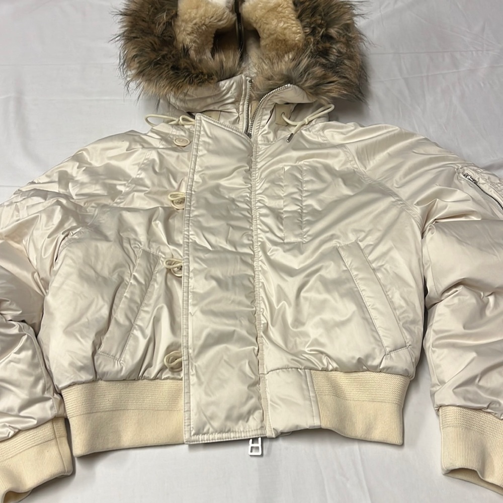 Polo Ralph Lauren Military Army Flight Bomber Fur 650 Down Snorkel Satin Jacket